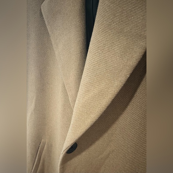 Zara Taupe Brown Fitted Wool Blend Coat